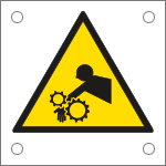 [49654N] 49654N - Cartello alluminio pericolo trascinamento da rulli