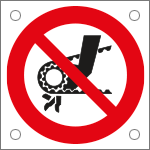 [49757M] 49757M - Cartello divieto inserire mani cinghie dentate