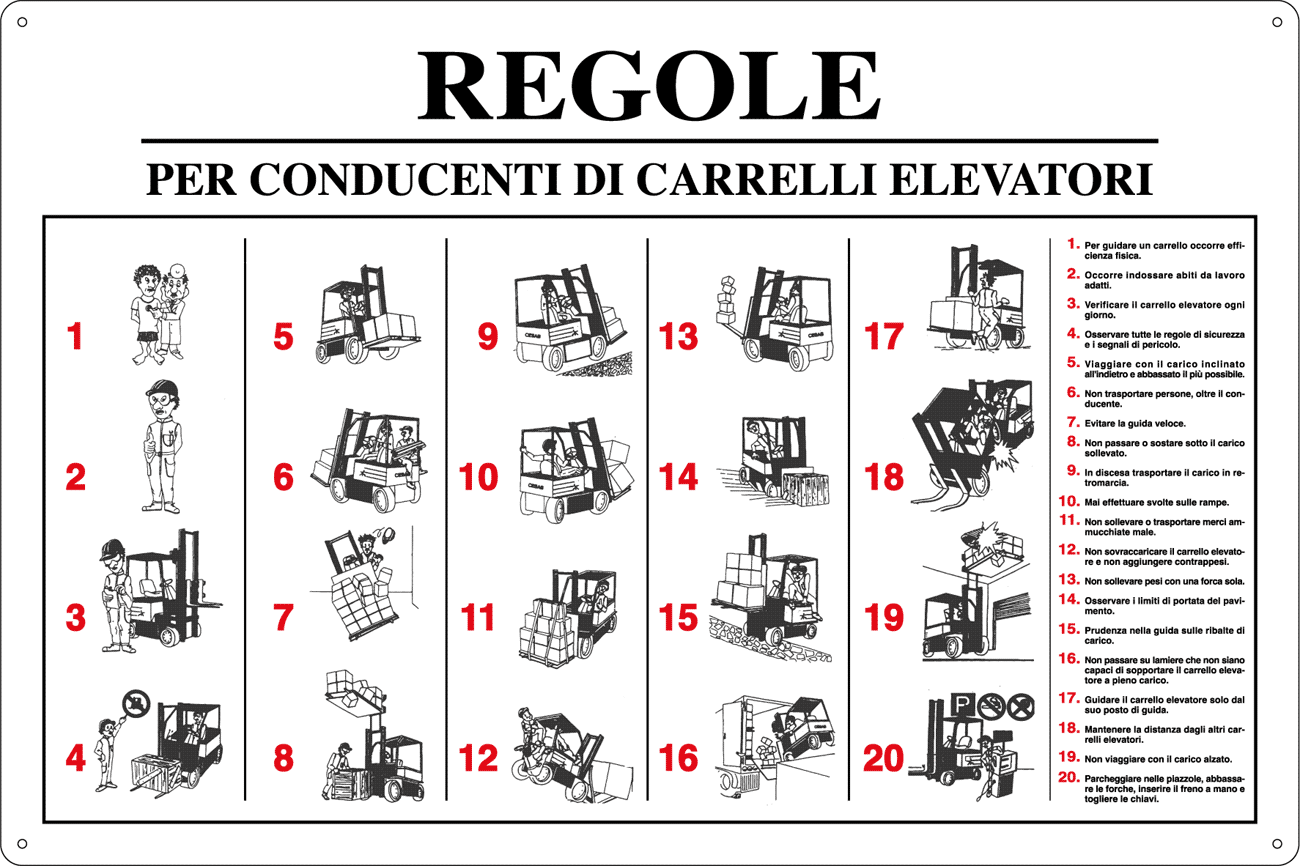 [5670J] 5670J - Cartello Regole per conducente carrelli elevatori