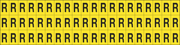 [900R] 900R - Foglio n.60 etichette adesive G/N lettera R