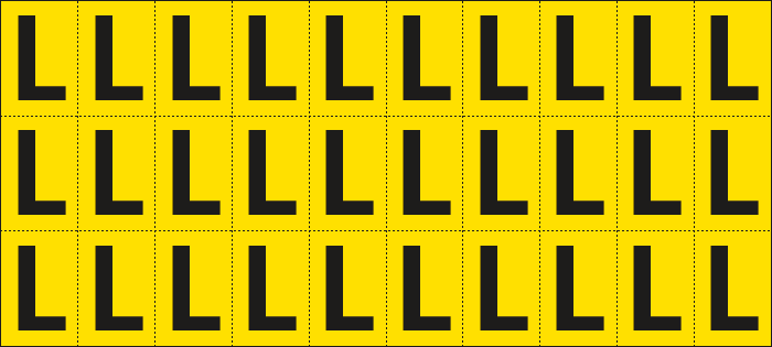 [902L] 902L - Foglio n.30 etichette adesive G/N lettera L