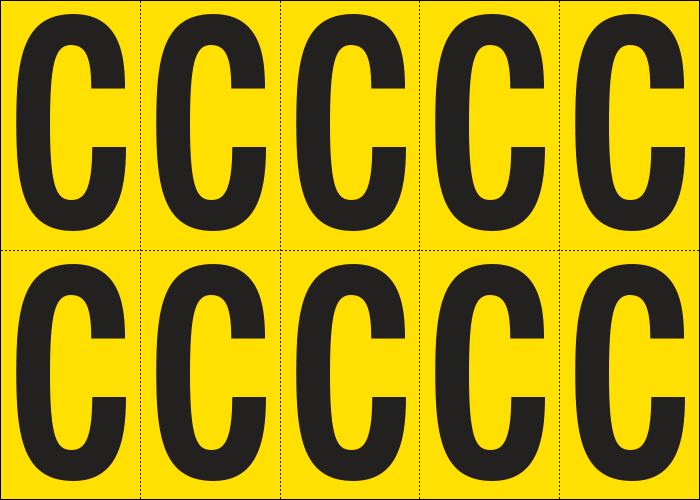 [905C] 905C - Foglio n.10 etichette adesive G/N lettera C