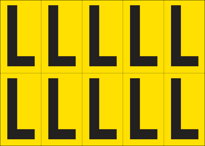 [905L] 905L - Foglio n.10 etichette adesive G/N lettera L