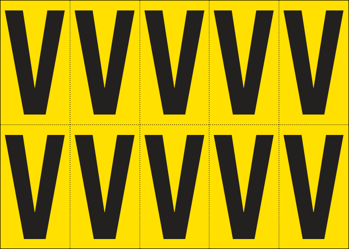 [905V] 905V - Foglio n.10 etichette adesive G/N lettera V