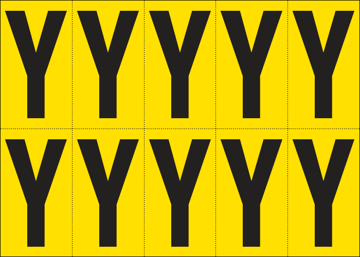 [905Y] 905Y - Foglio n.10 etichette adesive G/N lettera Y