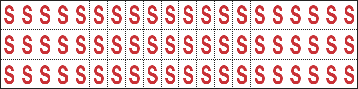 [910S] 910S - Foglio n.60 etichette adesive B/R lettera S