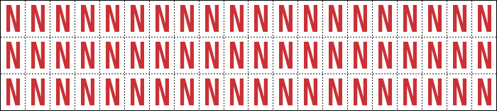 [911N] 911N - Foglio n.60 etichette adesive B/R lettera N