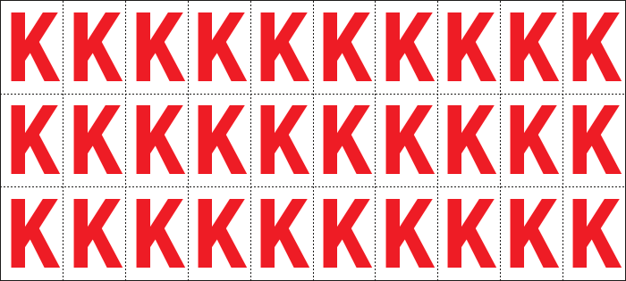 [912K] 912K - Foglio n.30 etichette adesive B/R lettera K