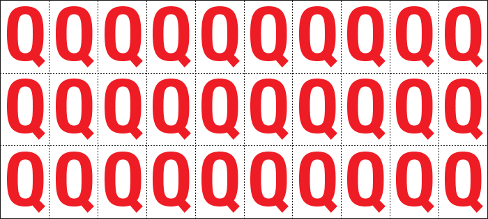 [912Q] 912Q - Foglio n.30 etichette adesive B/R lettera Q