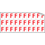 [913F] 913F - Foglio n.30 etichette adesive B/R lettera F