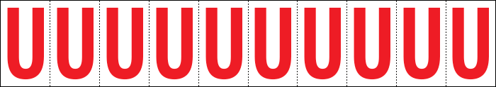 [914U] 914U - Foglio n.10 etichette adesive B/R lettera U