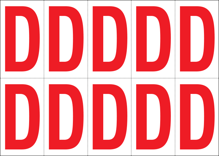 [915D] 915D - Foglio n.10 etichette adesive B/R lettera D