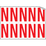 [915N] 915N - Foglio n.10 etichette adesive B/R lettera N