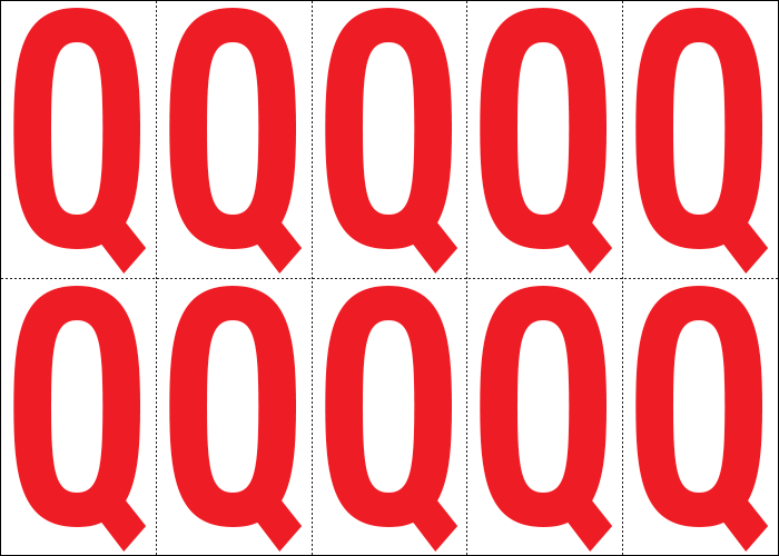 [915Q] 915Q - Foglio n.10 eic.autoadesivo  B/R lettera Q