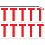 [915T] 915T - Foglio n.10 etichette adesive B/R lettera T