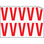 [915V] 915V - Foglio n.10 etichette adesive B/R lettera V