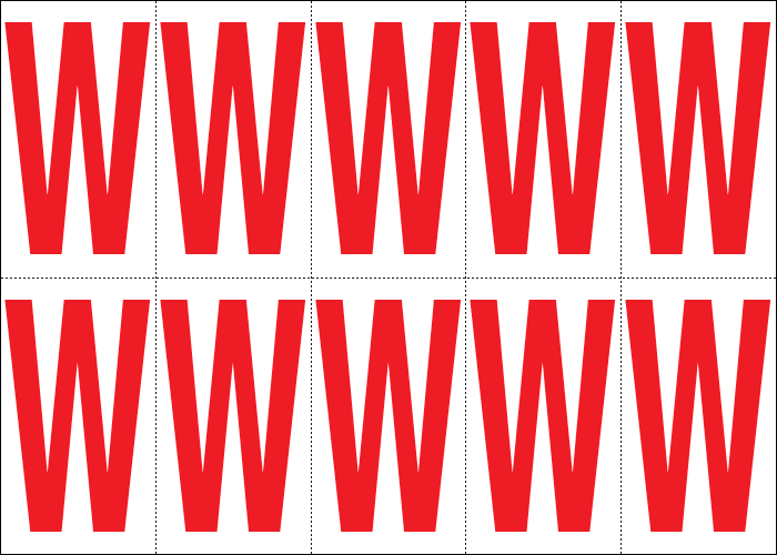 [915W] 915W - Foglio n.10 etichette adesive B/R lettera W