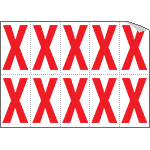 [915X] 915X - Foglio n.10 etichette adesive B/R lettera X