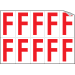 [916F] 916F - Foglio n.10 etichette adesive B/R lettera F