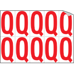 [916Q] 916Q - Foglio n.10 etichette adesive B/R lettera Q