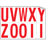 [916UZ] 916UZ - Foglio n.10 etichette adesive B/R lett.da U a Z