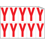 [916Y] 916Y - Foglio n.10 etichette adesive B/R lettera Y