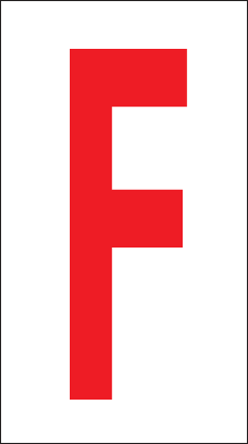 [917F] 917F - Foglio n.1 etichette adesive B/R lettera F