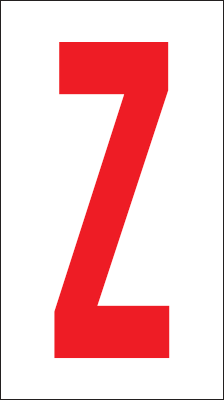 [917Z] 917Z - Foglio n.1 etichette adesive B/R lettera Z