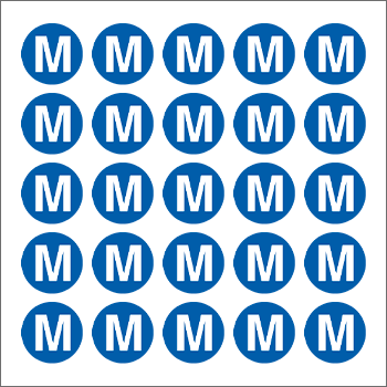 [9193B] 9193B - Foglio n.25 etichetta adesiva simbolo M