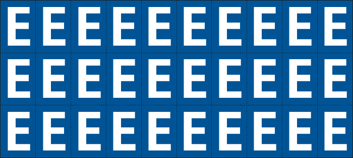 [922E] 922E - Foglio n.30 etichette adesive B/B lettera E