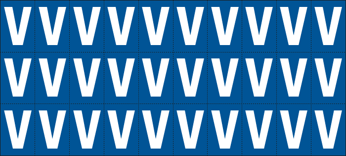 [922V] 922V - Foglio n.30 etichette adesive B/B lettera V