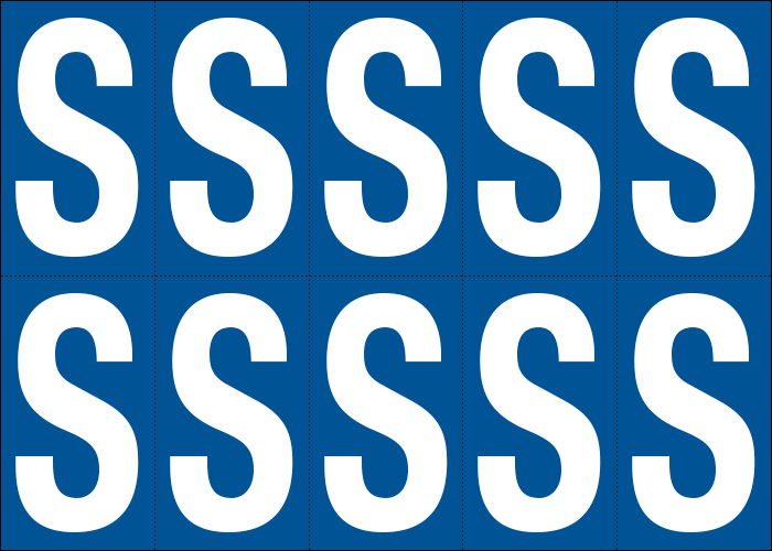 [925S] 925S - Foglio n.10 etichette adesive B/B lettera S