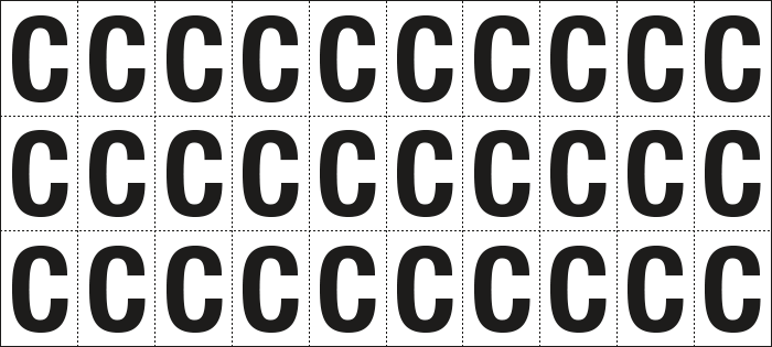 [932C] 932C - Foglio n.30 etichette adesive B/N lettera C