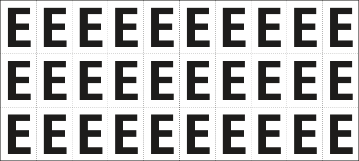 [932E] 932E - Foglio n.30 etichette adesive B/N lettera E