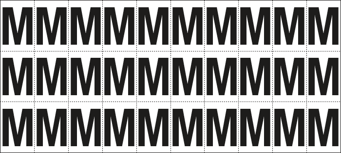 [932M] 932M - Foglio n.30 etichette adesive B/N lettera M