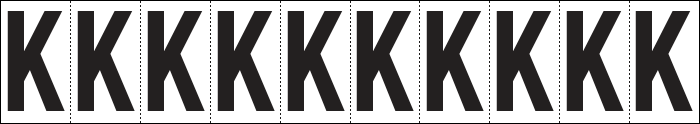 [934K] 934K - Foglio n.10 etichette adesive B/N lettera K