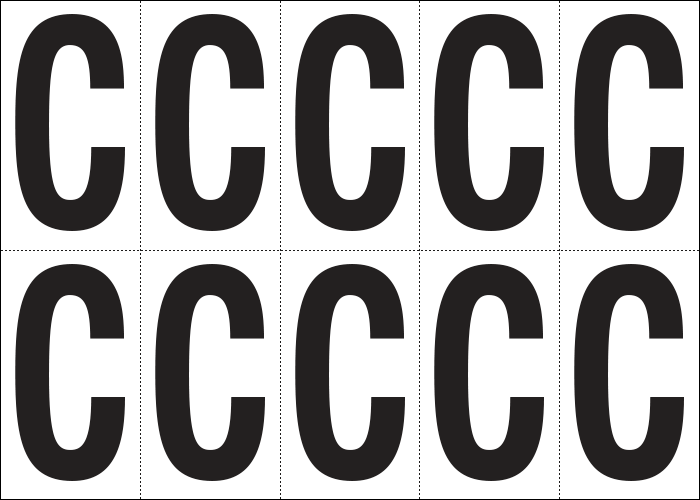 [935C] 935C - Foglio n.10 etichette autoadesive B/N lettera C