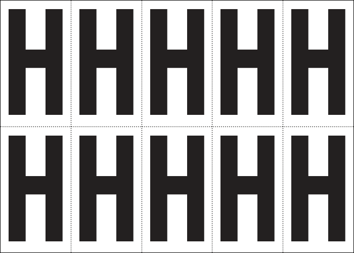 [935H] 935H - Foglio n.10 etichette autoadesive B/N lettera H