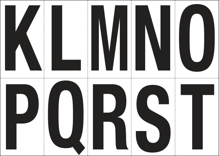 [935KT] 935KT - Foglio n.10 etichette autoadesive B/N lettere da K a T