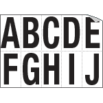 [936AJ] 936AJ - Foglio n.10 etichette autoadesive B/N lettere da A a J