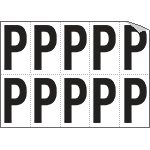 [936P] 936P - Foglio n.10 etichette autoadesive B/N lettera P