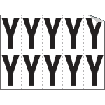 [936Y] 936Y - Foglio n.10 etichette autoadesive B/N lettera Y