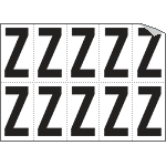 [936Z] 936Z - Foglio n.10 etichette autoadesive B/N lettera Z