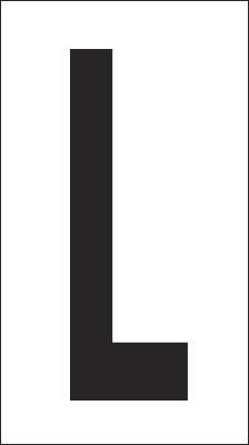 [937L] 937L - Foglio n.1 etichetta autoadesiva B/N lettera L