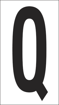 [937Q] 937Q - Foglio n.1 etichetta autoadesiva B/N lettera Q