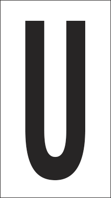 [937U] 937U - Foglio n.1 etichetta autoadesiva B/N lettera U