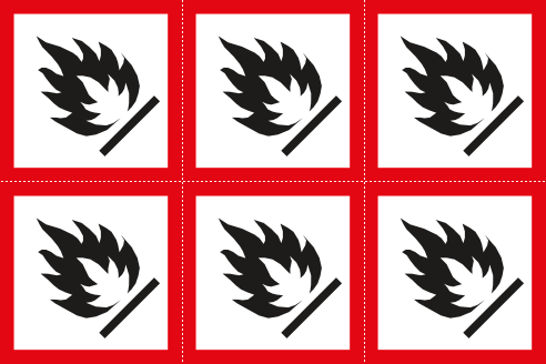 [9422A] 9422A - Foglio n. 6 etichette adesive infiammabile