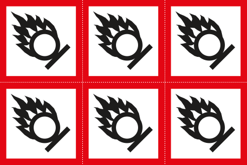 [9423A] 9423A - Foglio n. 6 etichette adesive comburente