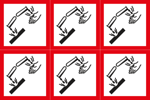 [9425A] 9425A - Foglio n. 6 etichette adesive corrosivo