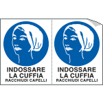 [9543A] 9543A - Foglio n. 2 etichette adesive obbligo usare cuffia